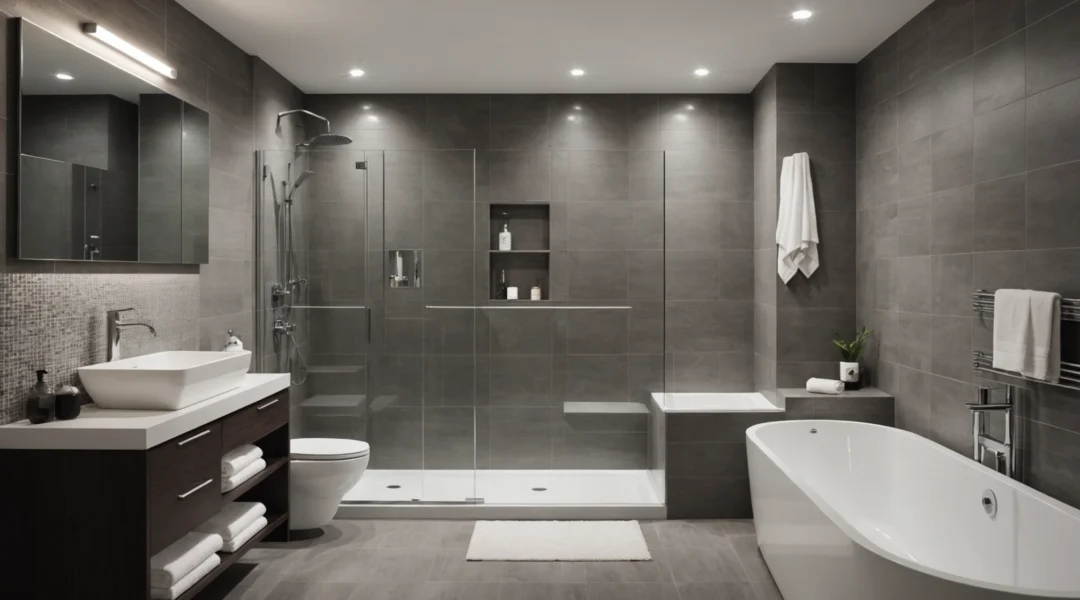 petite salle de bain avec baignoire et douche